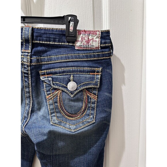 True Religion Women’s Rainbow Billy Jeans 28/30 Distressed Flap Pockets - Picture 10 of 13